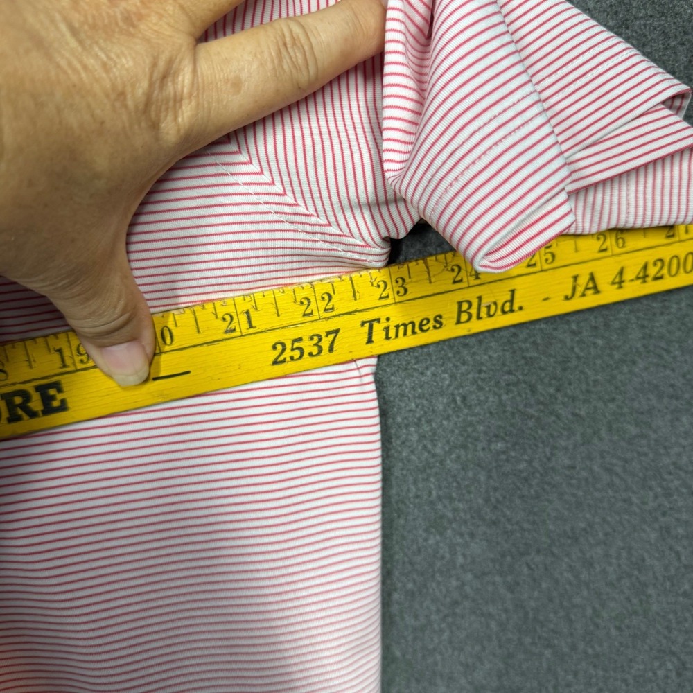 STITCH Golf performance Austin C Club Mens Polo Shirt Red & White Stripe Size ML - Picture 13 of 13